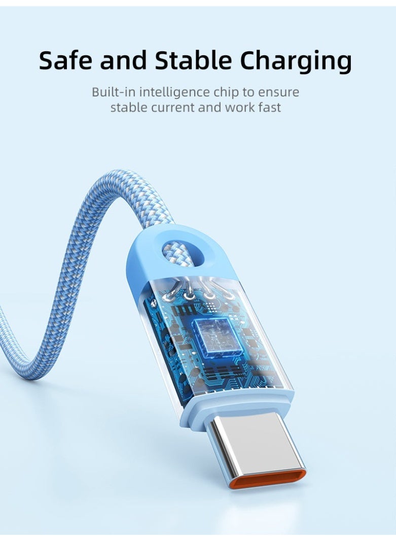 كابل تايم كابل USB-A إلى USB-C متوافق مع هواوي ميت 60 وهونر | أزرق - Image 4